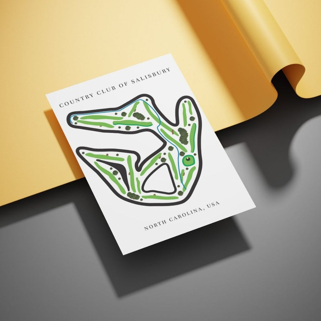 Country Club of Salisbury Golf Course Prints, North Carolina, Golf Map Artwork