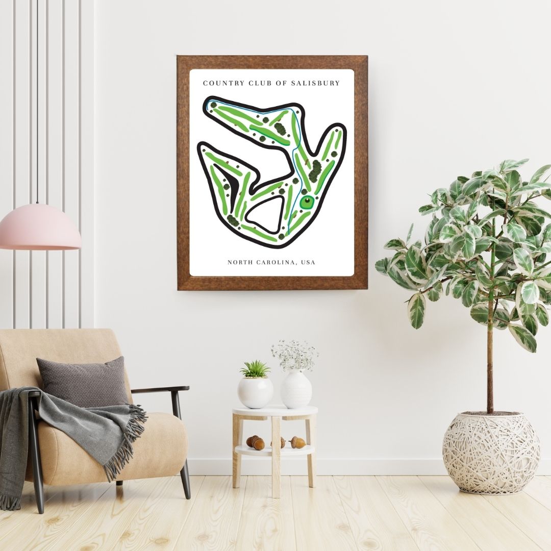 Country Club of Salisbury Golf Course Prints, North Carolina, Golf Map Artwork