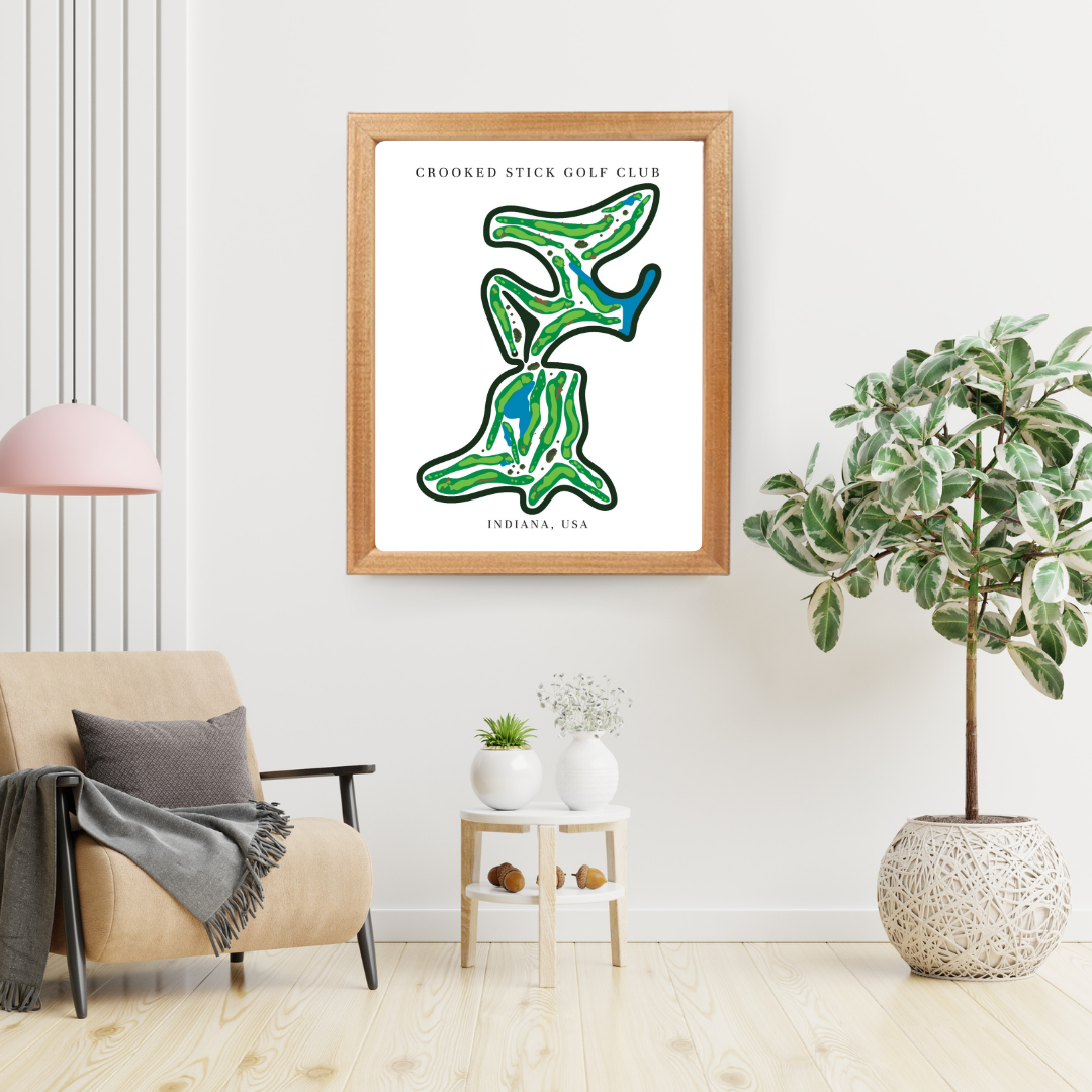Crooked Stick Golf Club Golf Course Prints, Indiana, Golf Map Artwork