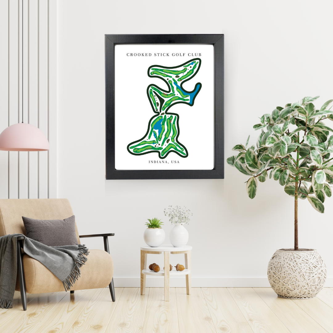 Crooked Stick Golf Club Golf Course Prints, Indiana, Golf Map Artwork