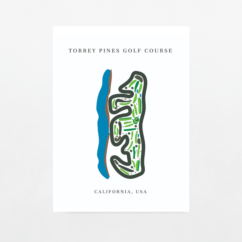 Torrey Pines Golf Course Print, California, Golf Map Artworks