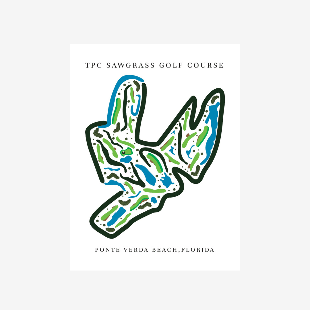 TPC Sawgrass Golf Course Print, Florida, Golf Map Artworks