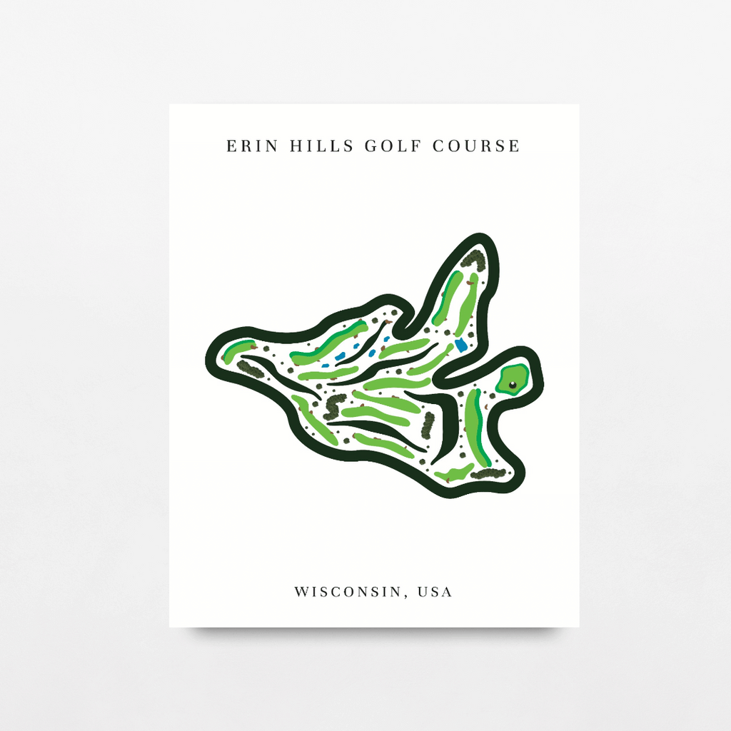 Erin Hills Golf Course Print, Wisconsin, Golf Map Artworks