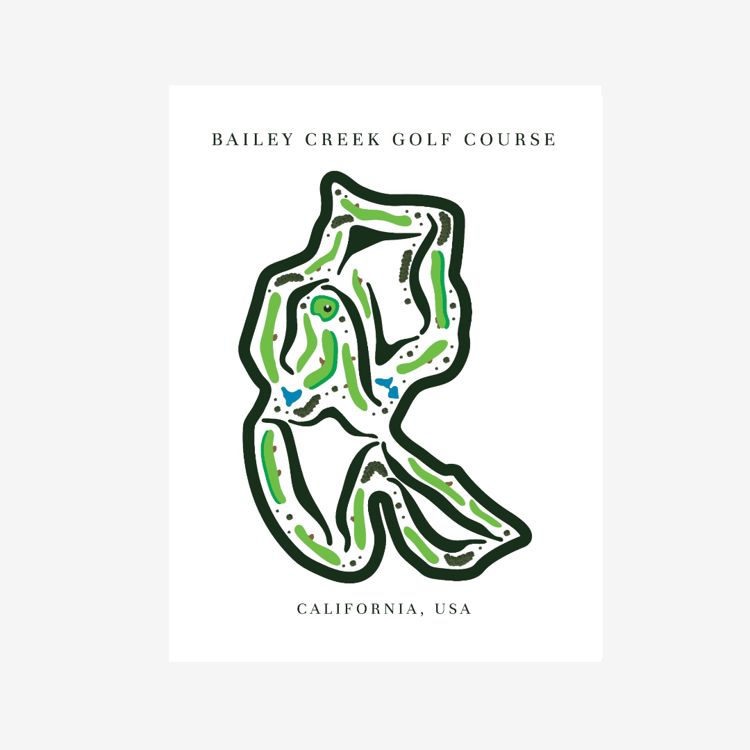 Bailey Creek Golf Course Print, California, Golf Map Artworks