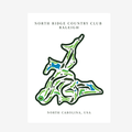 North Ridge Country Club Golf Course Print, North Carolina, Golf Map Artworks