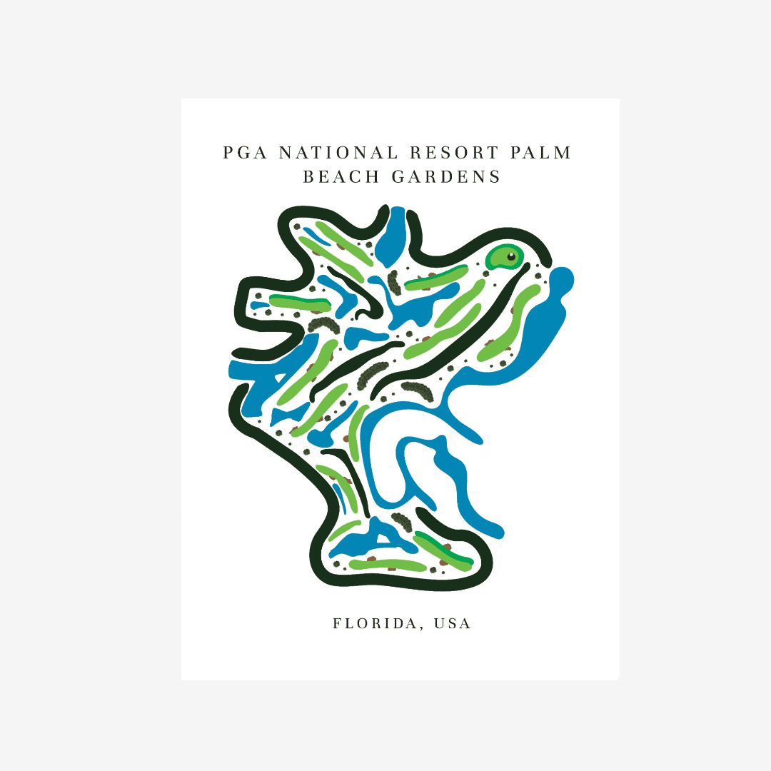 PGA National Resort, Golf Course Print, Florida, Golf Map Artworks