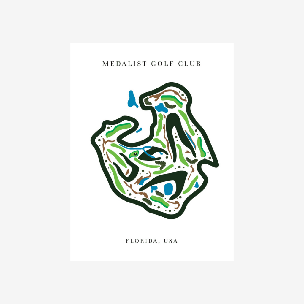 Medalist Golf Club, Golf Course Print, Florida, Golf Map Artworks
