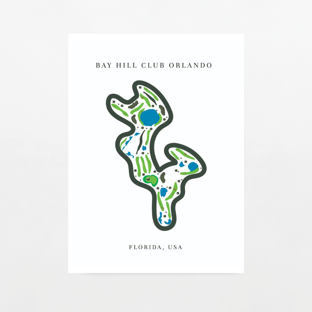 Bay Hill Club Golf Course Print, Florida, Golf Map Artworks