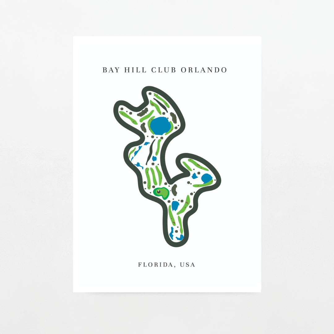 Bay Hill Club Golf Course Print, Florida, Golf Map Artworks
