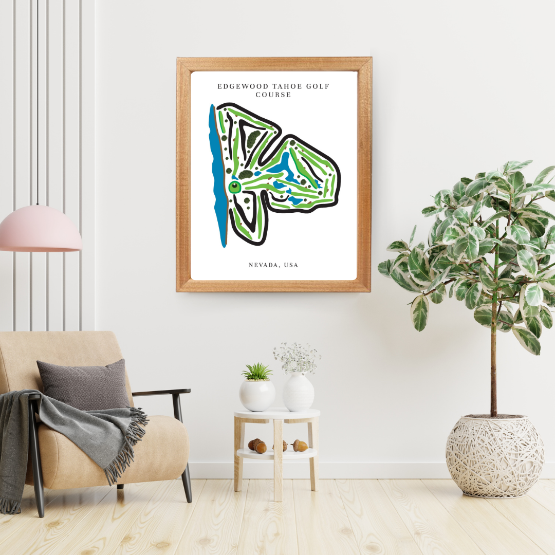 Edgewood Tahoe Golf Course Prints, Nevada, Golf Map Artwork