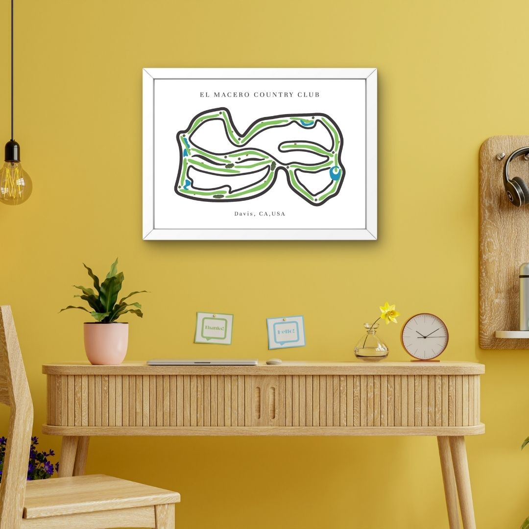El Macero Country Club Golf Course Prints, California, Golf Map Artwork
