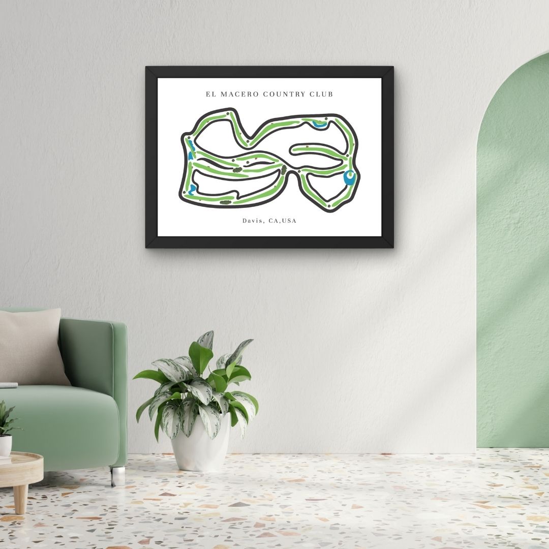 El Macero Country Club Golf Course Prints, California, Golf Map Artwork