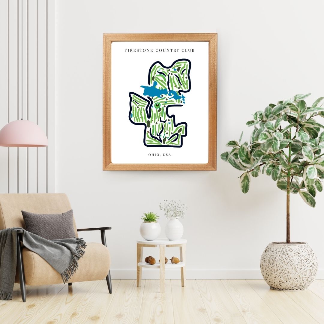 Firestone Country Club Golf Course Prints, Ohio, Golf Map Artwork