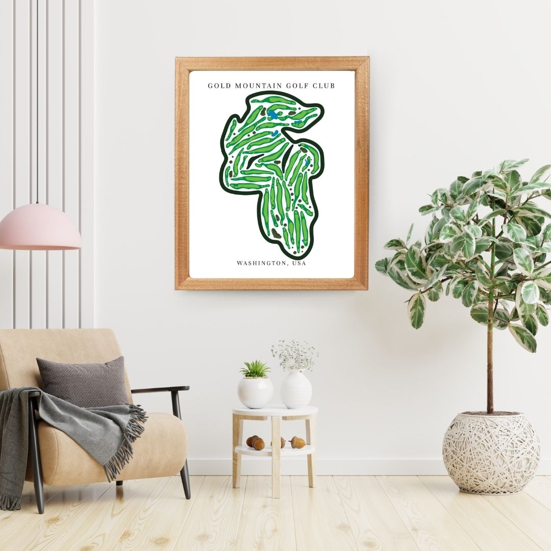Gold Mountain Golf Club Golf Course Prints, Washington, Golf Map Artwork