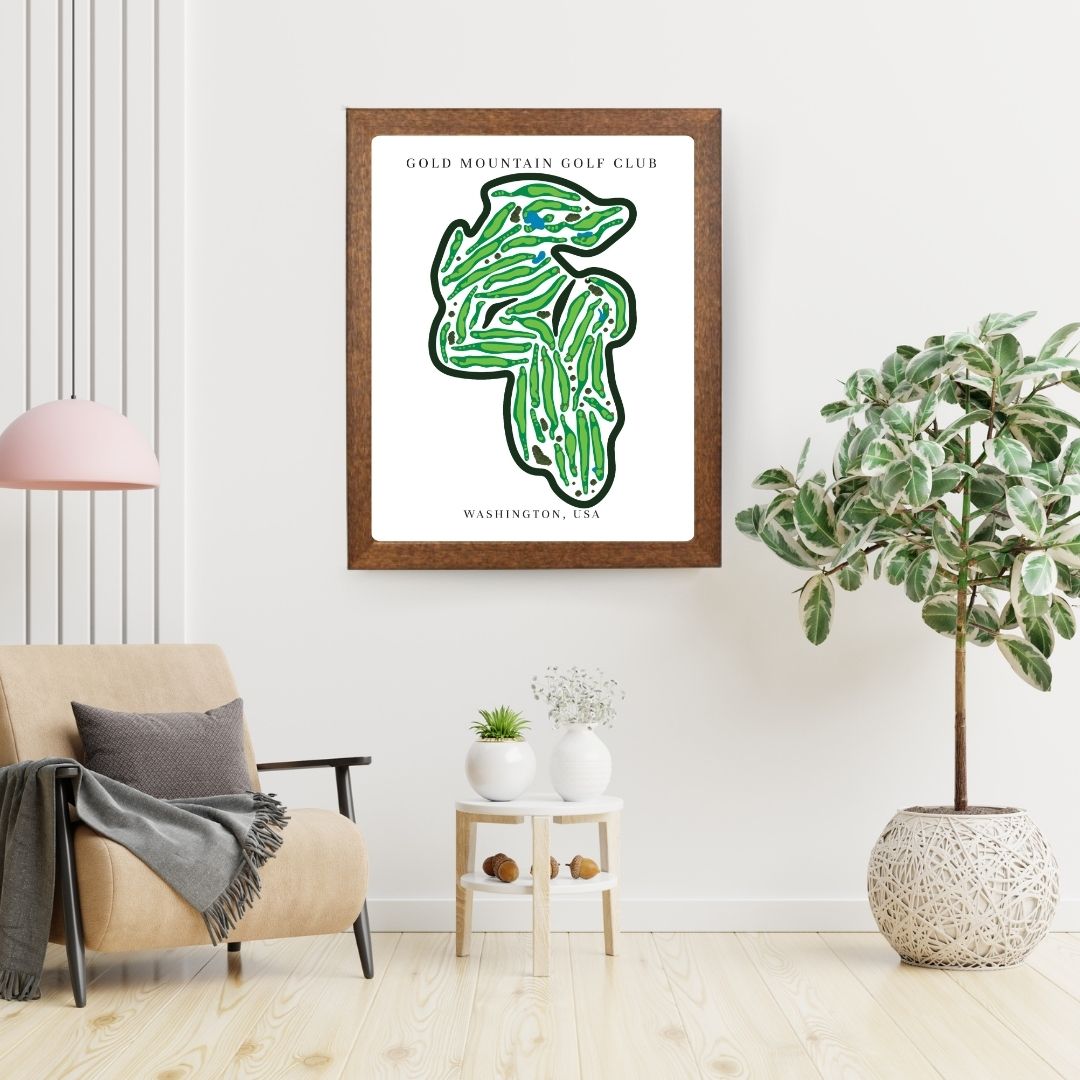 Gold Mountain Golf Club Golf Course Prints, Washington, Golf Map Artwork