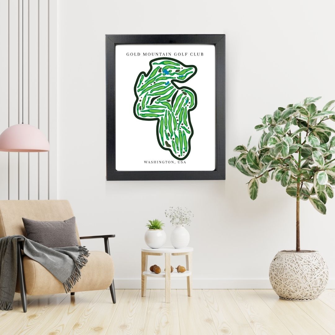 Gold Mountain Golf Club Golf Course Prints, Washington, Golf Map Artwork