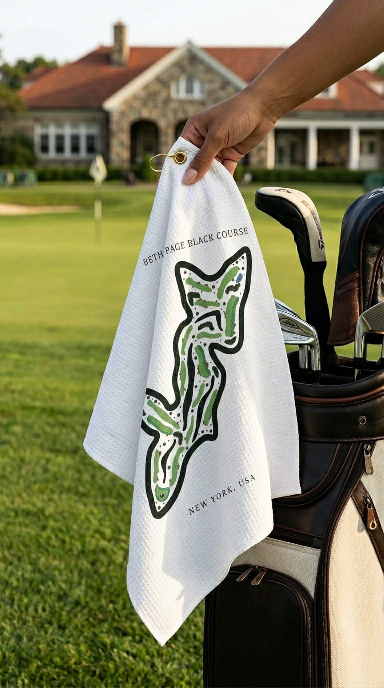 Beth Page Black Golf Course Print, New York | Golf Course Print Towels | Golf Course Microfiber