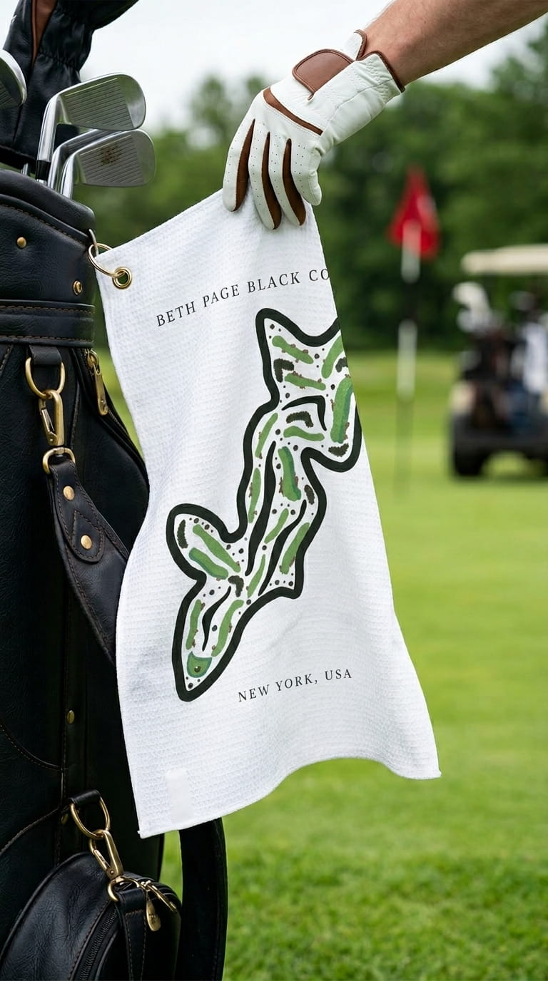 Beth Page Black Golf Course Print, New York | Golf Course Print Towels | Golf Course Microfiber