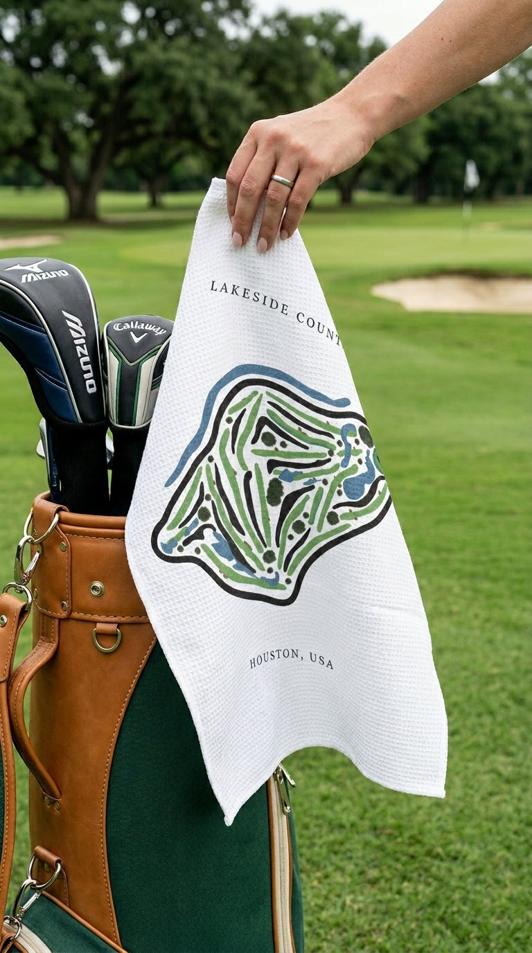 Lakeside Country Club Golf Course Prints, Texas | Golf Course Print Towels | Golf Course Microfiber