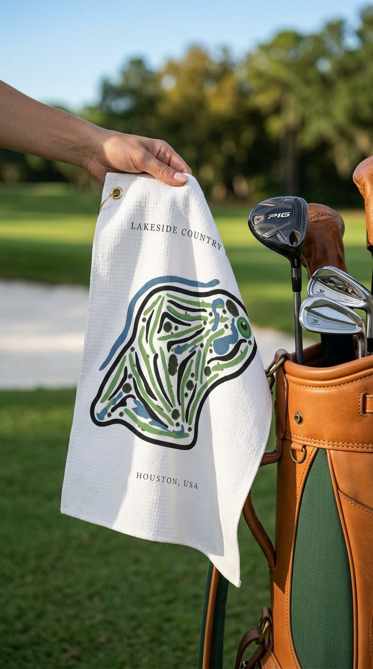 Lakeside Country Club Golf Course Prints, Texas | Golf Course Print Towels | Golf Course Microfiber