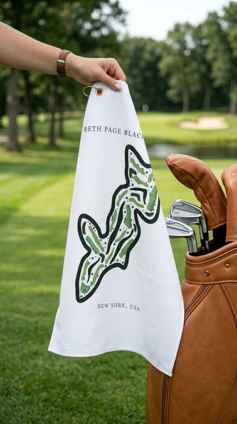 Beth Page Black Golf Course Print, New York | Golf Course Print Towels | Golf Course Microfiber