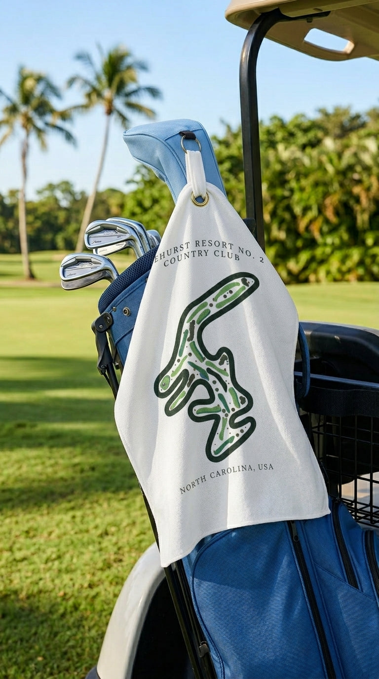 Pinehurst Resort No. 2 Country Club Golf Course Print, North Carolina | Golf Course Print Towels | Golf Course Microfiber