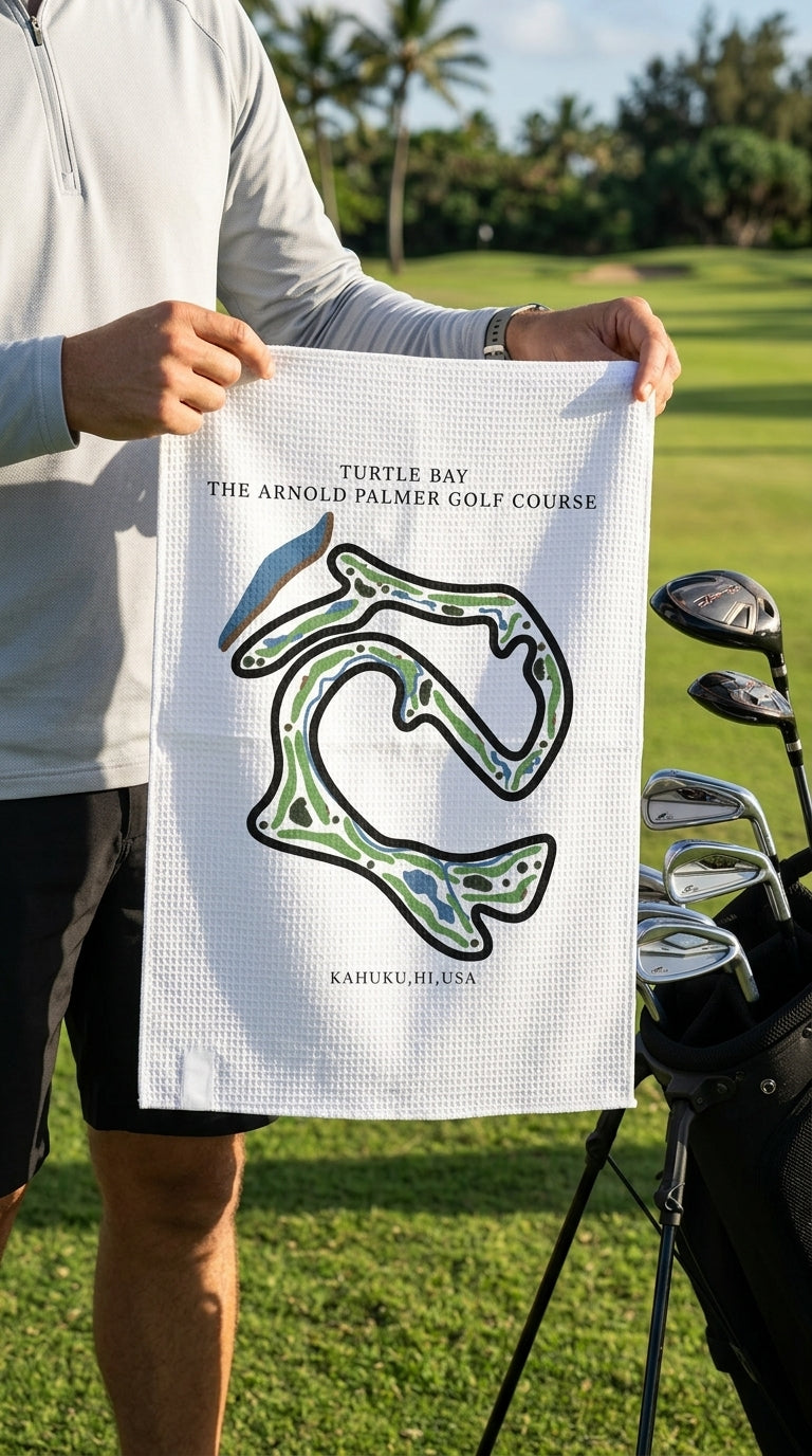 The Arnold Palmer Golf Course Golf Course Prints, Kahuku – Hawaii | Golf Course Print Towels | Golf Course Microfiber