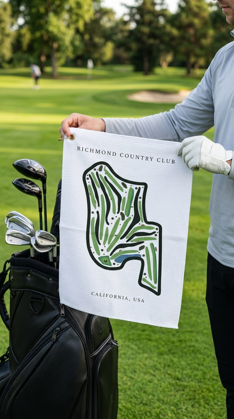 Richmond Country Club Golf Course Prints, California | Golf Course Print Towels | Golf Course Microfiber