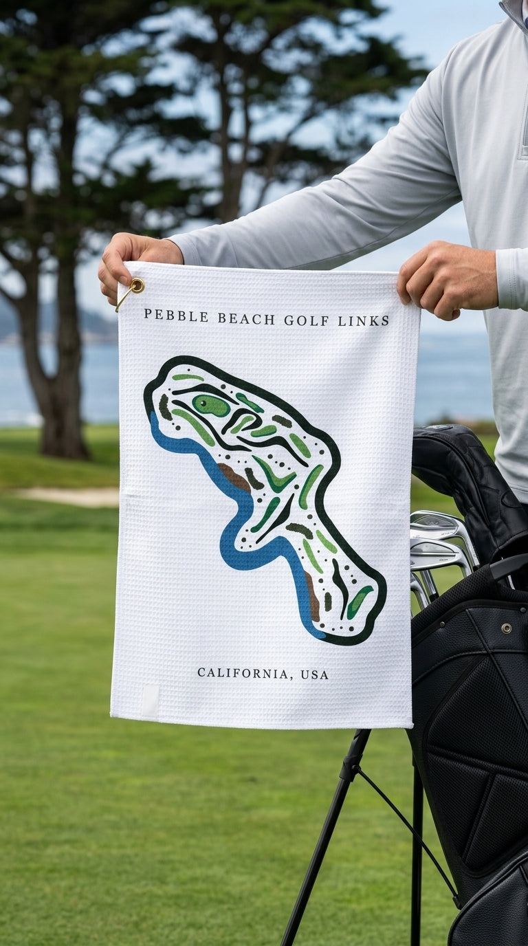 Pebble Beach Golf Links, Golf Course Print, California | Golf Course Print Towels | Golf Course Microfiber