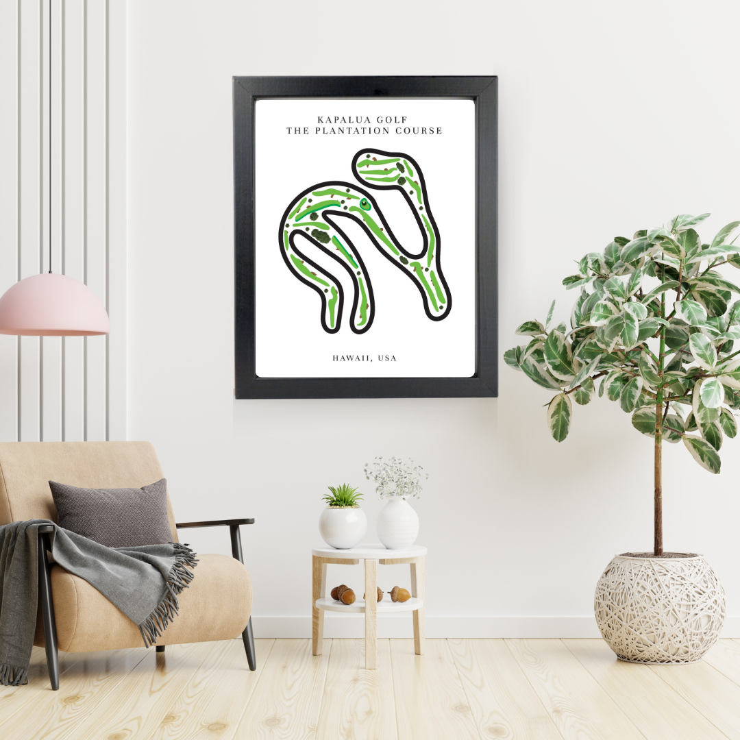 Kapalua Golf The Plantation Course Golf Course Prints, Hawaii, Golf Map Artwork