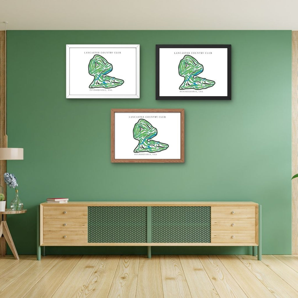 Lancaster Country Club Golf Course Prints, Pennsylvania, Golf Map Artwork