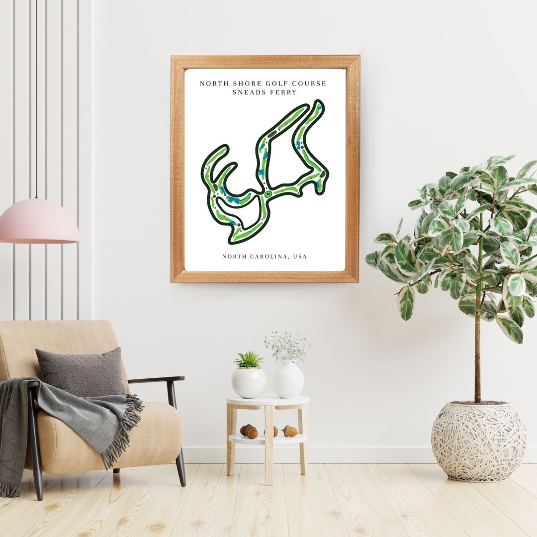 North Shore Golf Course Golf Course Prints, North Carolina, Golf Map Artwork