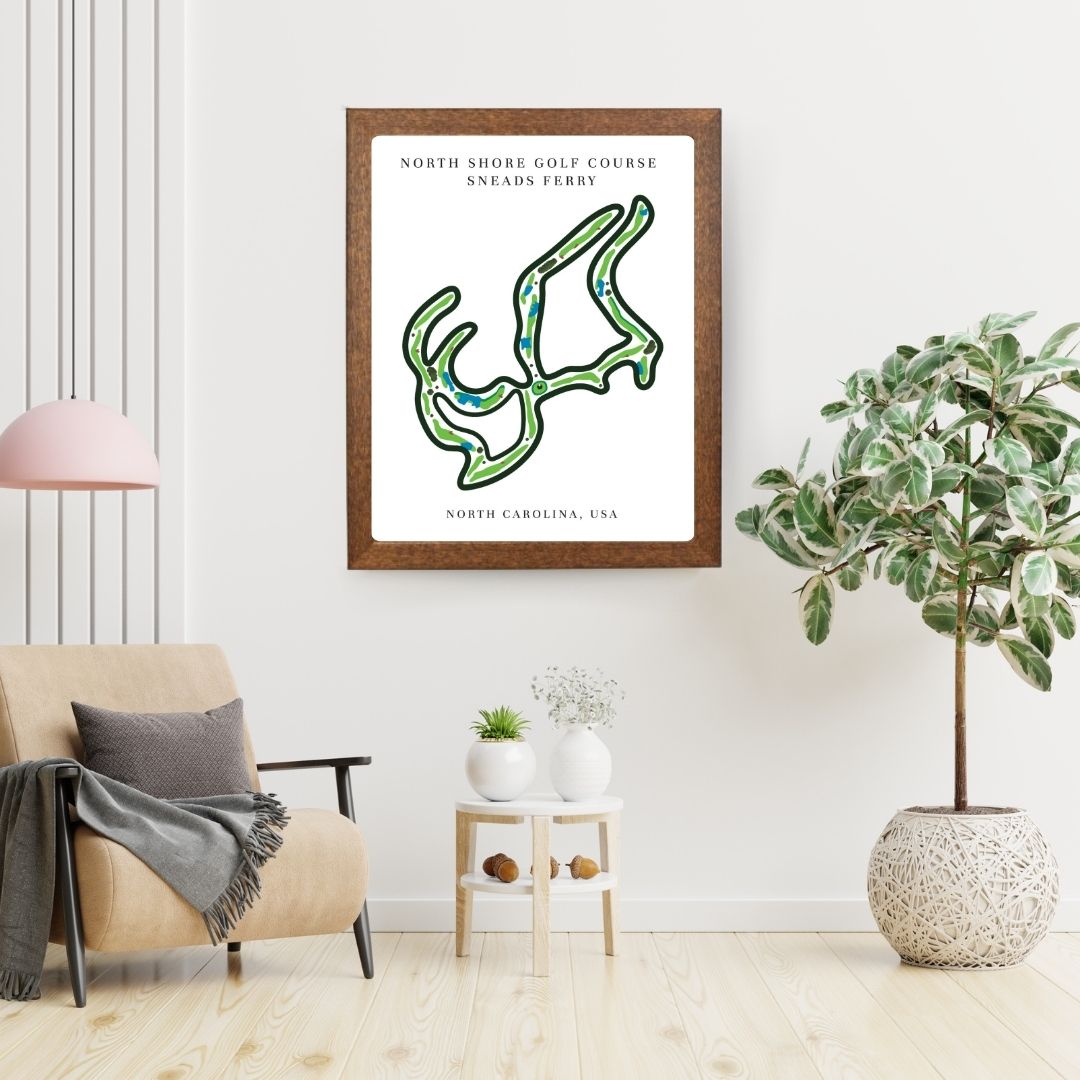 North Shore Golf Course Golf Course Prints, North Carolina, Golf Map Artwork