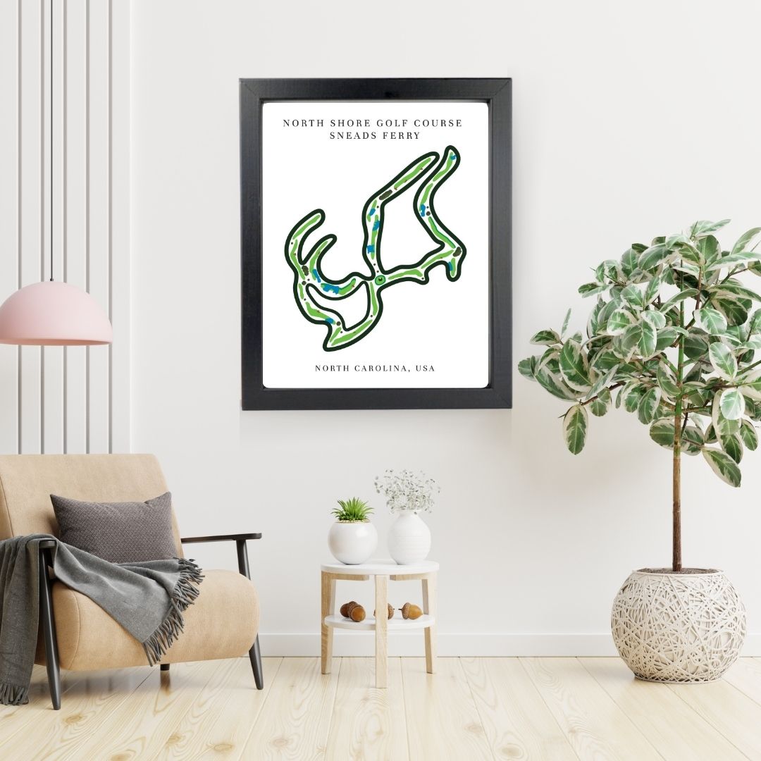 North Shore Golf Course Golf Course Prints, North Carolina, Golf Map Artwork