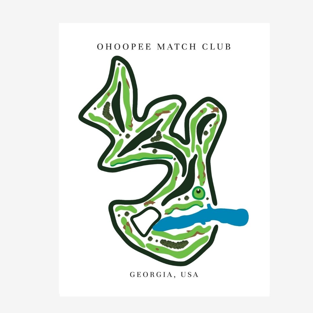 Ohoopee Match Club Golf Course Prints, Georgia, Golf Map Artwork