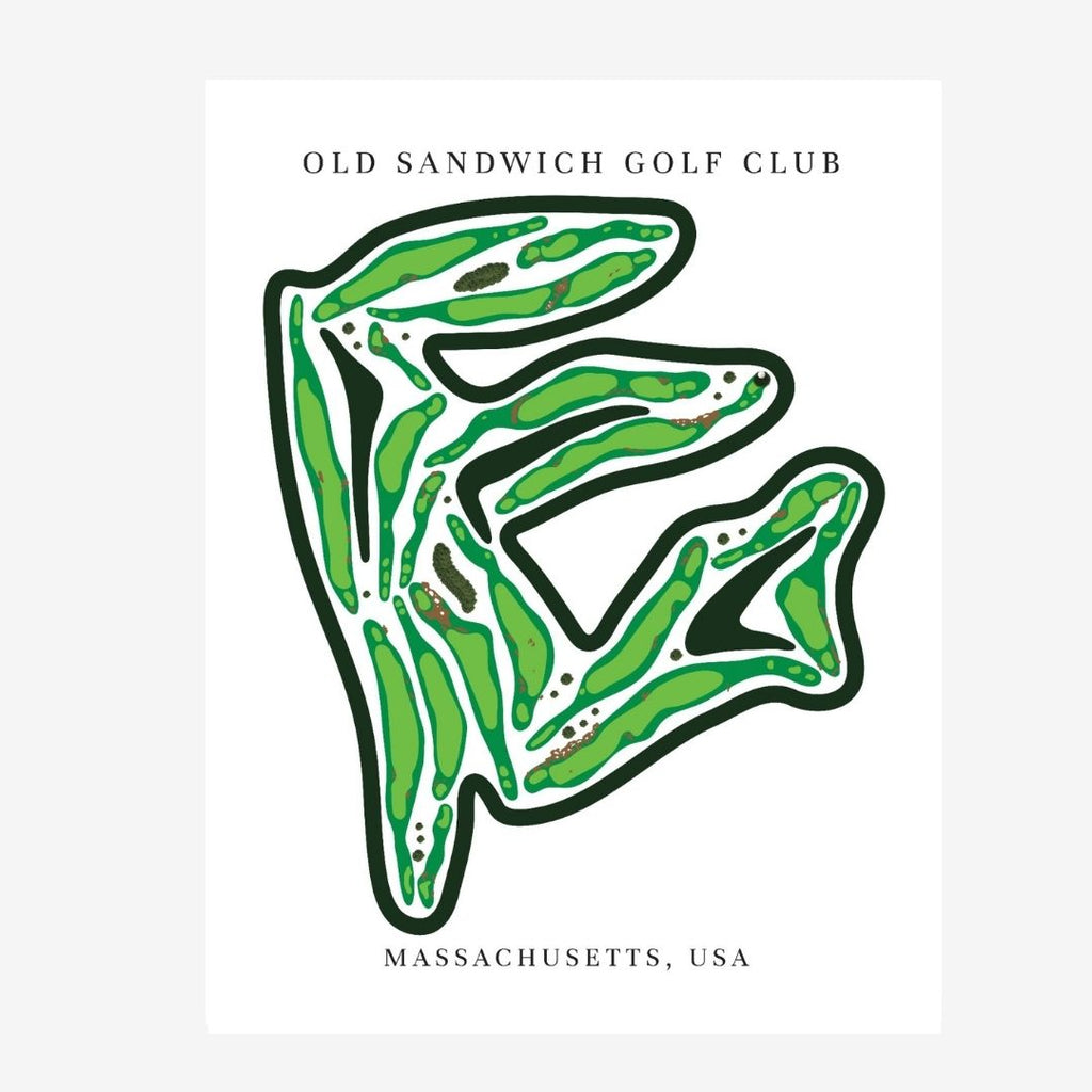 Old Sandwich Golf Club Golf Course Prints, Massachusetts, Golf Map Artwork