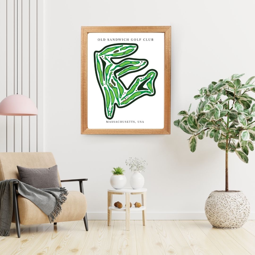 Old Sandwich Golf Club Golf Course Prints, Massachusetts, Golf Map Artwork
