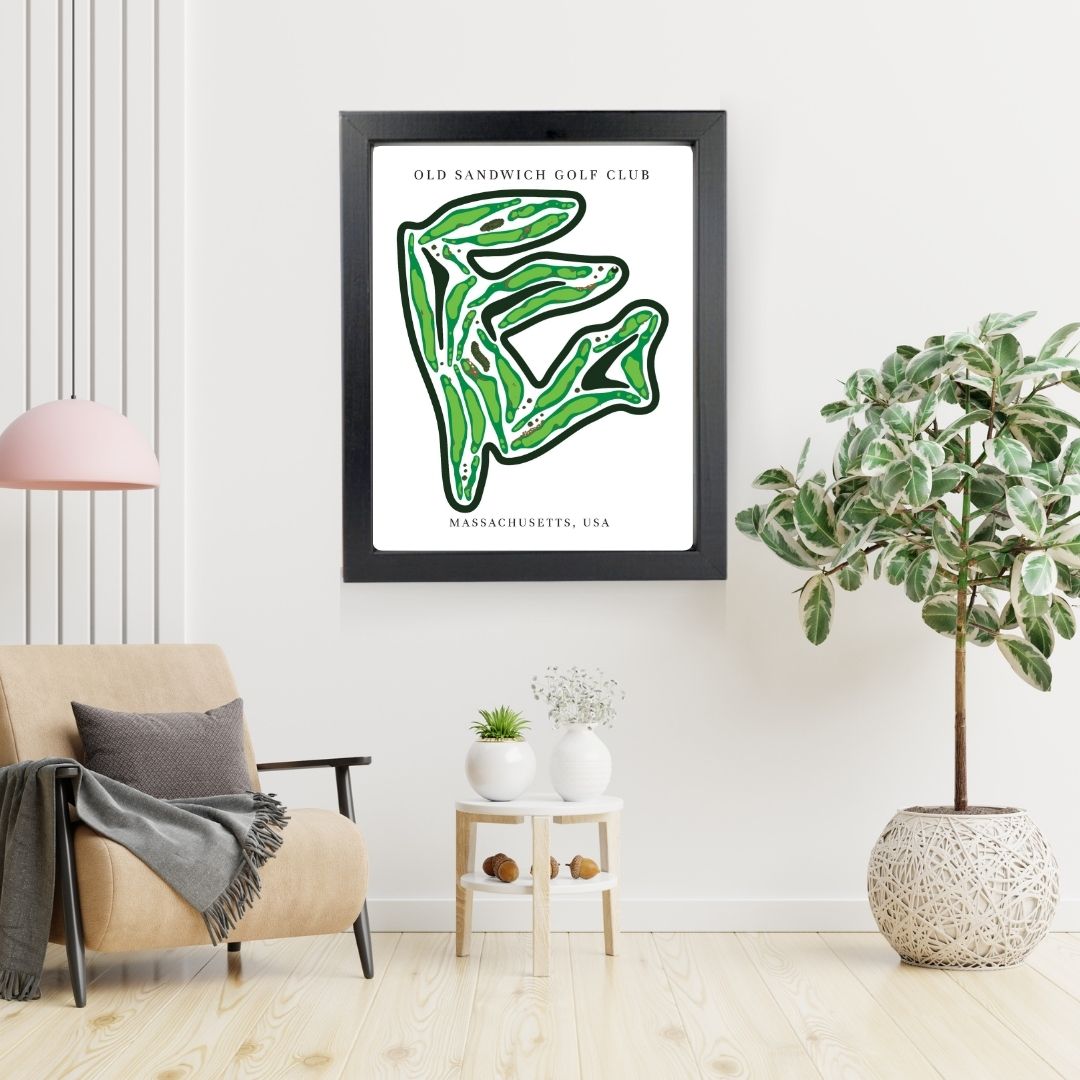 Old Sandwich Golf Club Golf Course Prints, Massachusetts, Golf Map Artwork