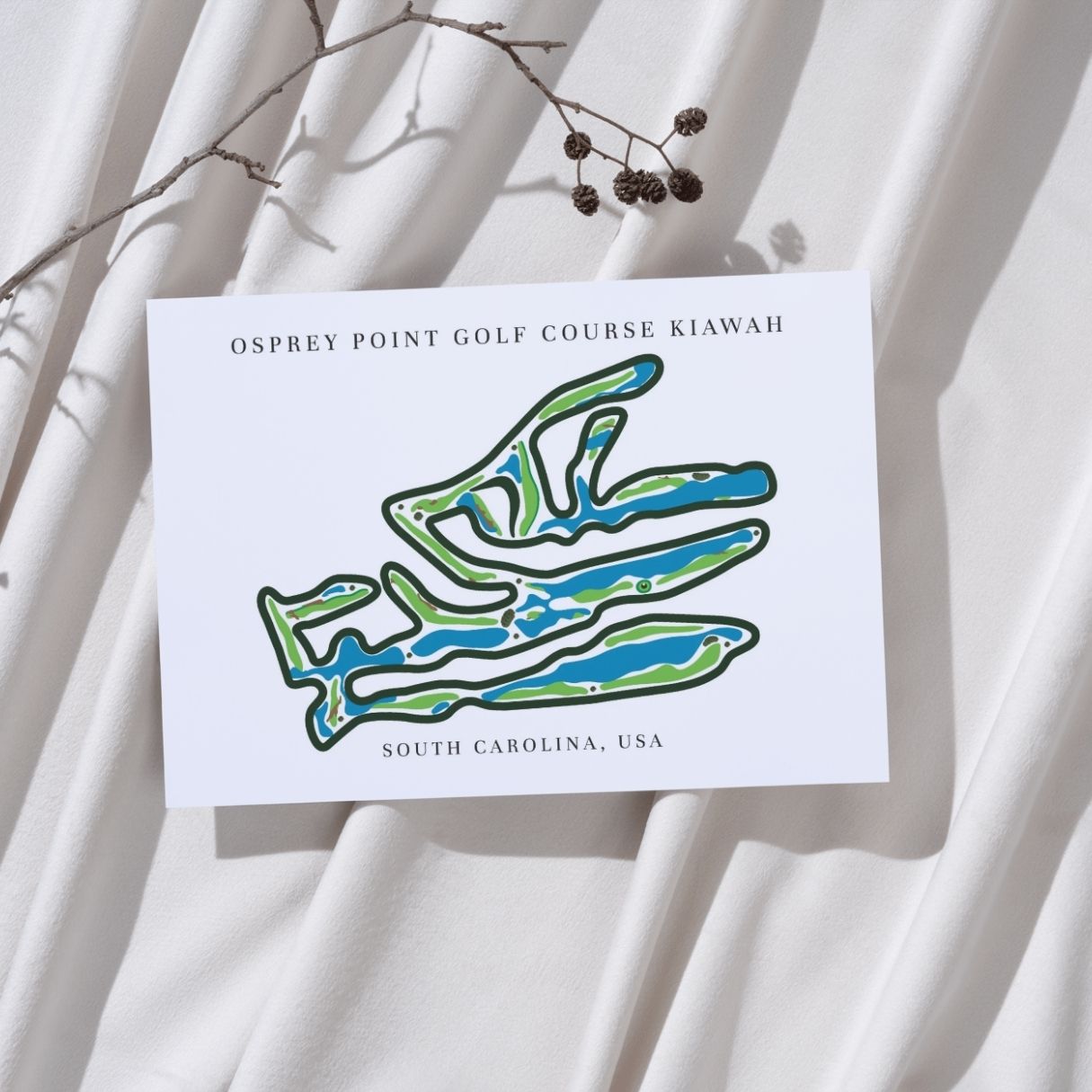 Osprey Point Golf Course Golf Course Prints, South Carolina, Golf Map Artwork