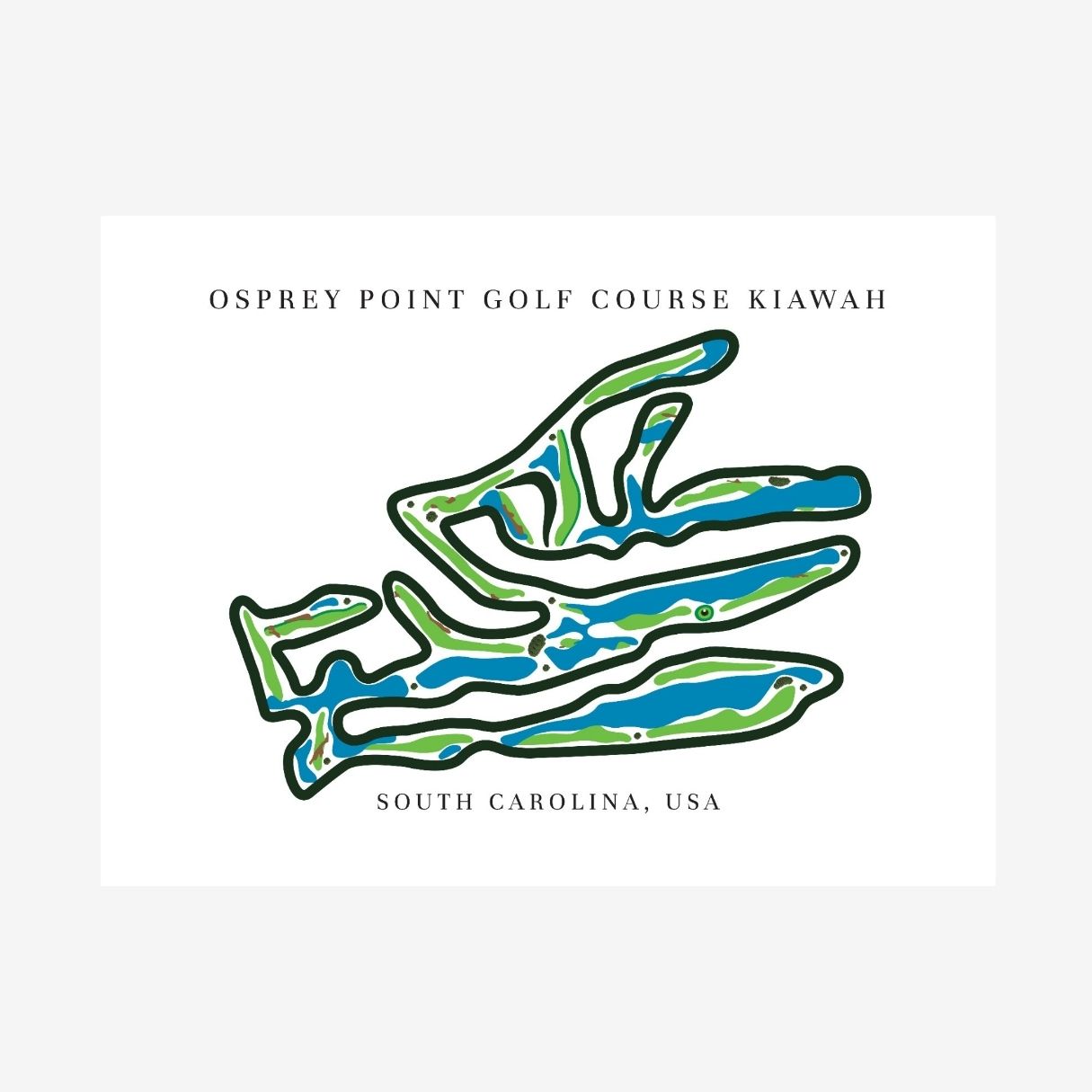 Osprey Point Golf Course Golf Course Prints, South Carolina, Golf Map Artwork