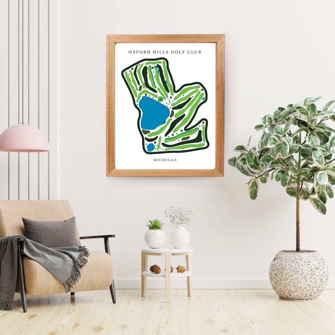 Oxford Hills Golf Club Golf Course Prints, Michigan, Golf Map Artwork