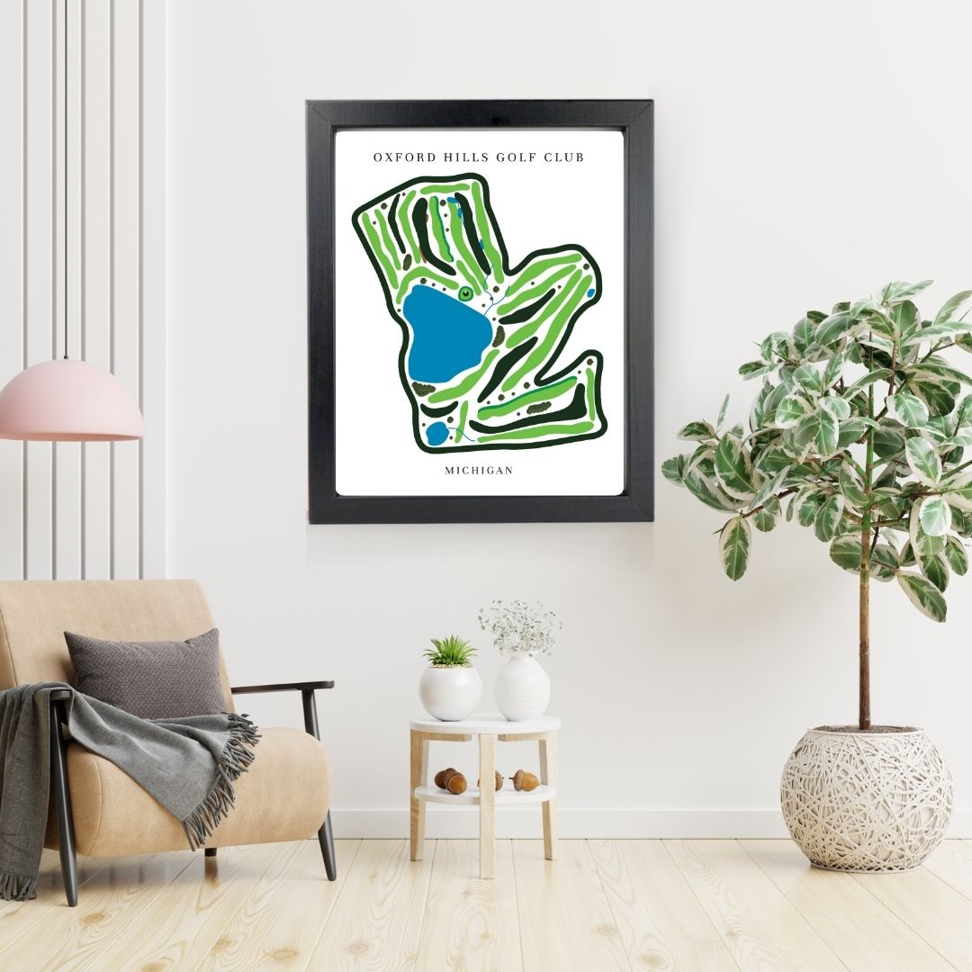 Oxford Hills Golf Club Golf Course Prints, Michigan, Golf Map Artwork