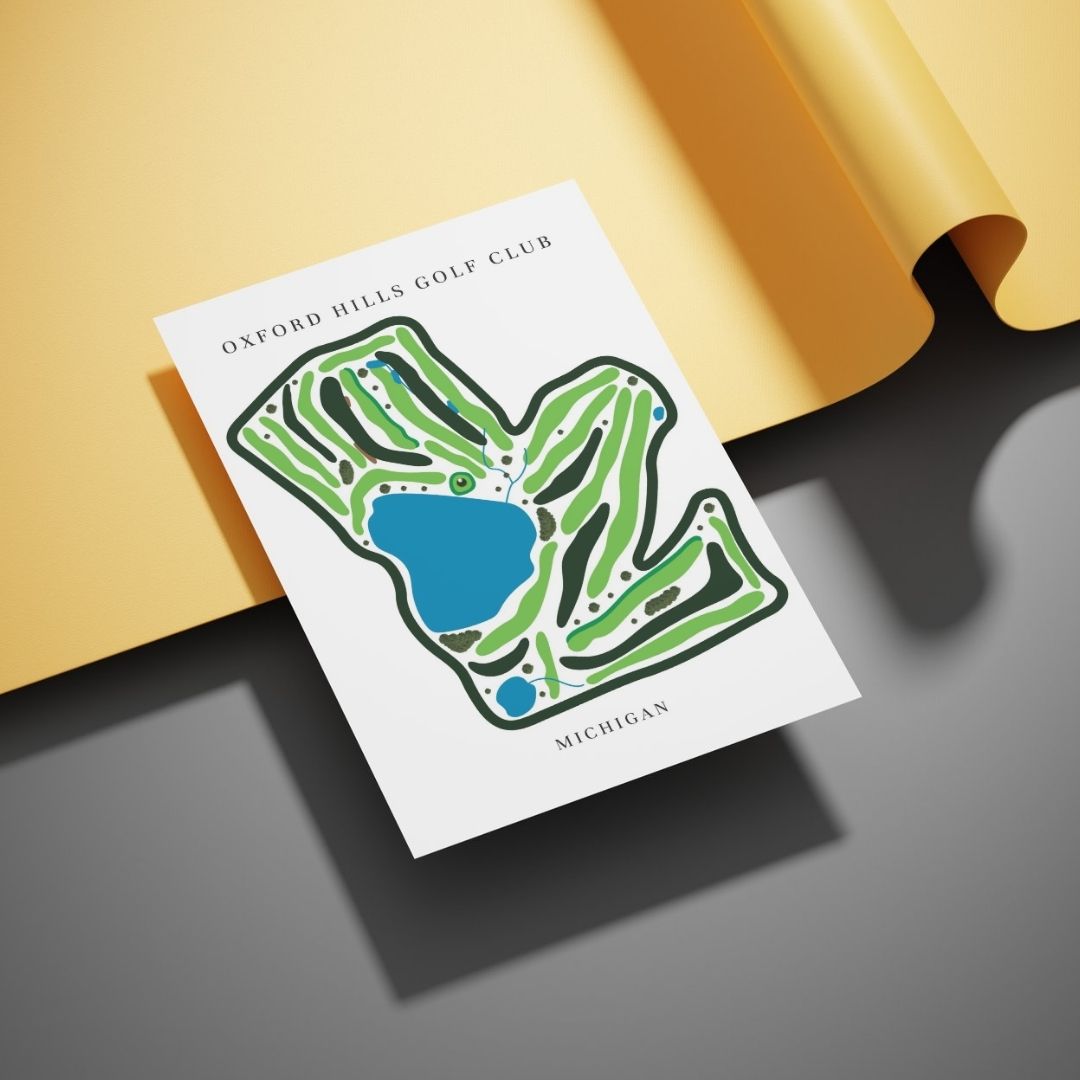 Oxford Hills Golf Club Golf Course Prints, Michigan, Golf Map Artwork