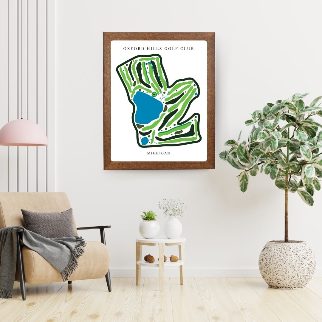 Oxford Hills Golf Club Golf Course Prints, Michigan, Golf Map Artwork