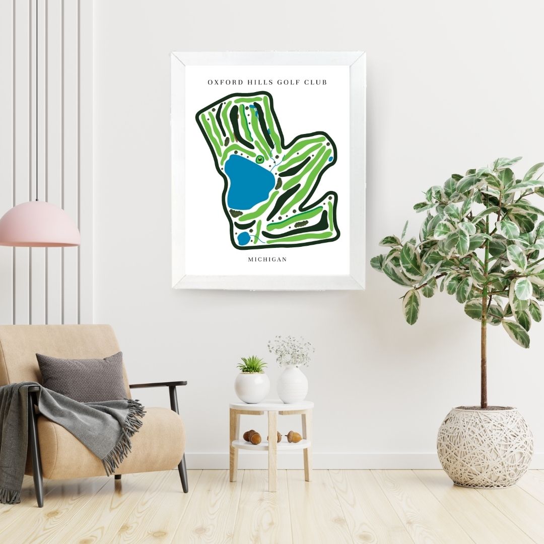 Oxford Hills Golf Club Golf Course Prints, Michigan, Golf Map Artwork