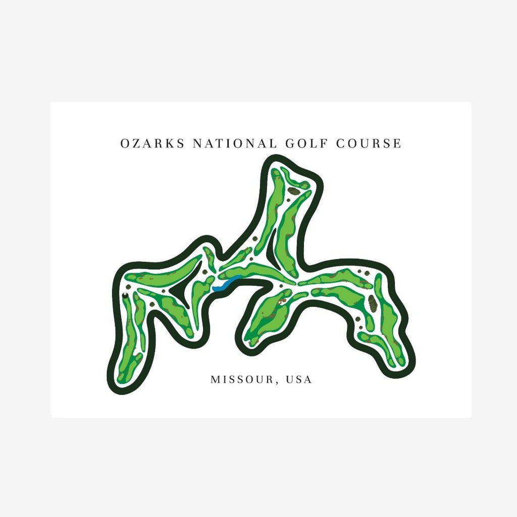 Ozarks National Golf Course Prints, Missouri, Golf Map Artwork