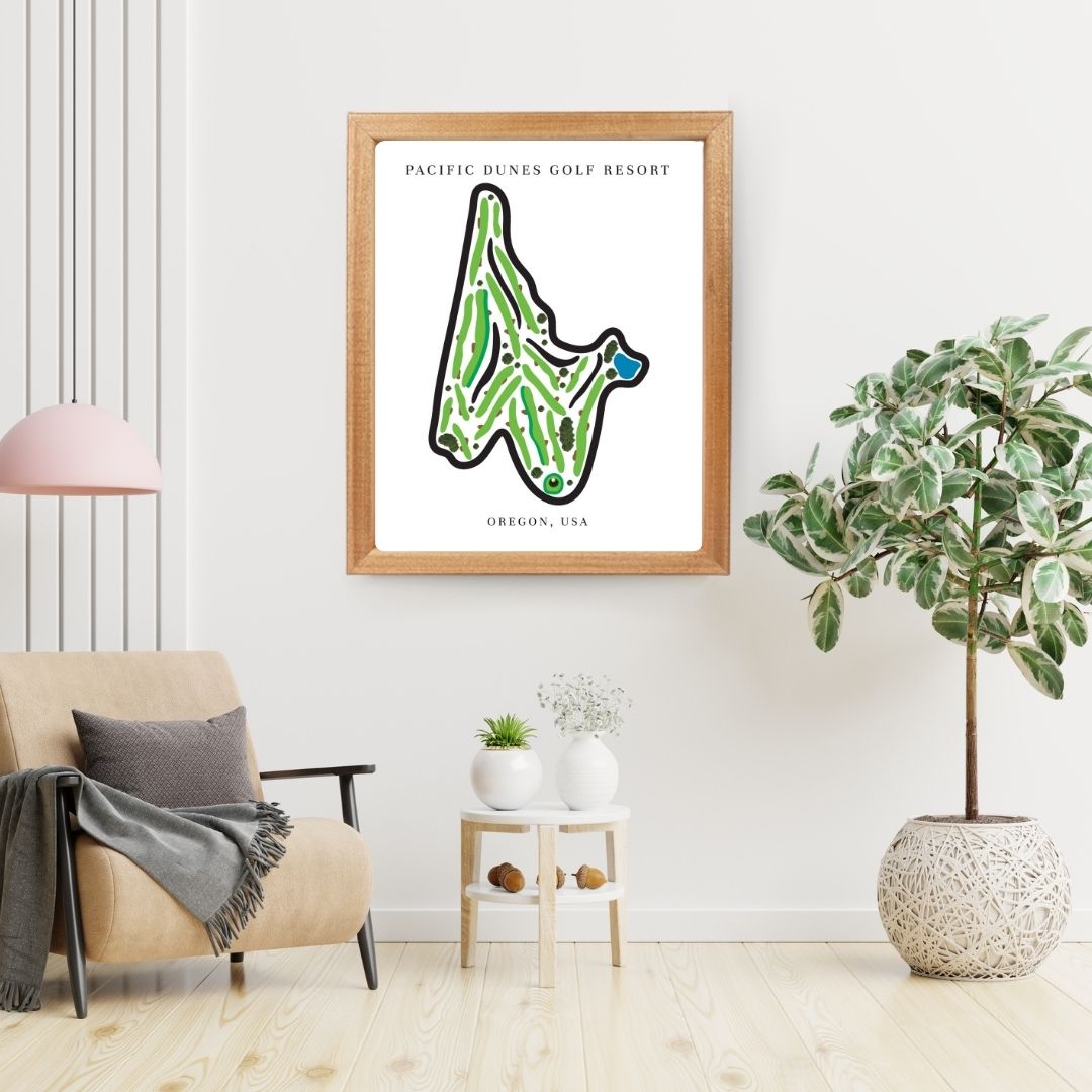 Pacific Dunes Golf Resort Golf Course Prints, Oregon, Golf Map Artwork
