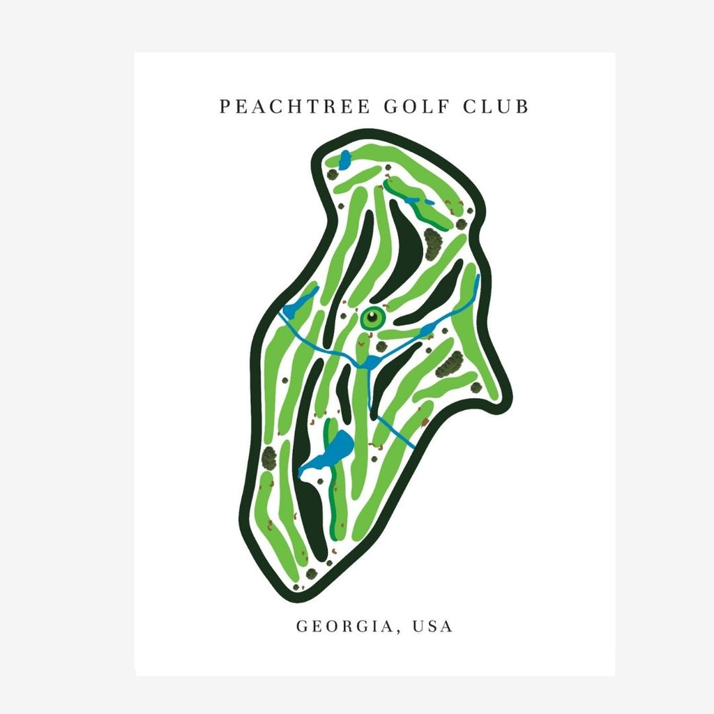 Peachtree Golf Club Golf Course Prints, Georgia, Golf Map Artwork