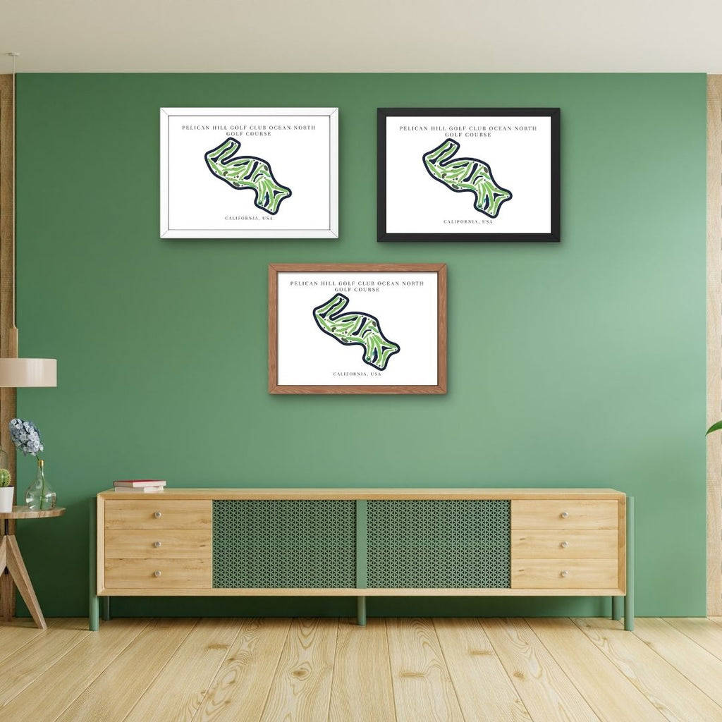 Pelican Hill Golf Club Ocean North Golf Course Prints, California, Golf Map Artwork