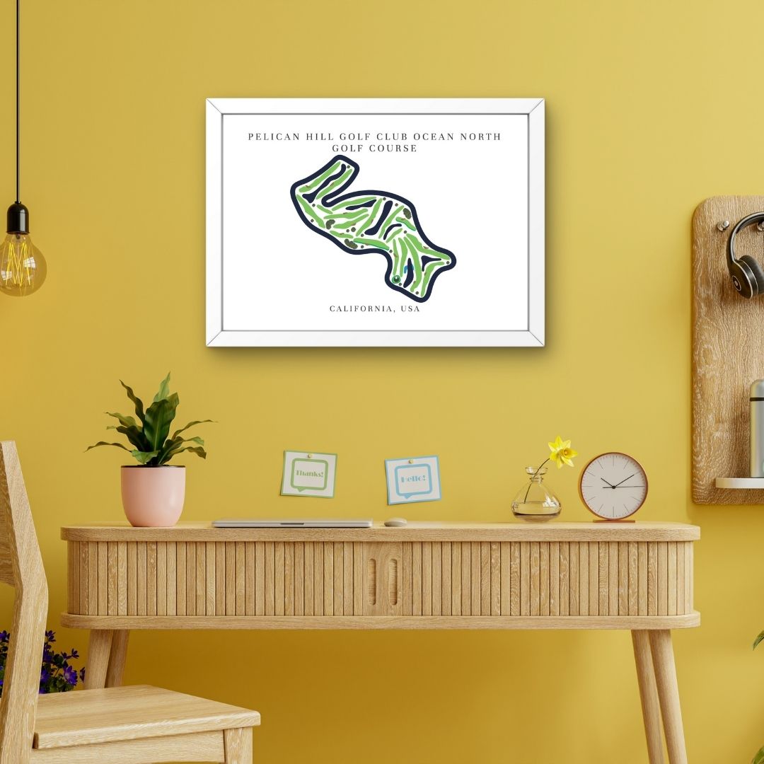 Pelican Hill Golf Club Ocean North Golf Course Prints, California, Golf Map Artwork
